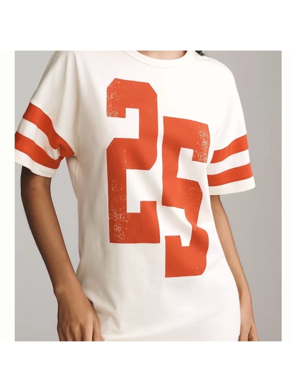 Anthropologie White Maxi Athletic Jersey Tee Dress “25” Graphic - Picture 2 of 5
